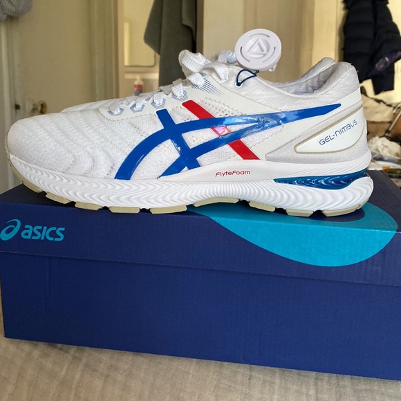 ASICS Gel Nimbus 22 White/Electric Blue nwt size 9 - Picture 7 of 8
